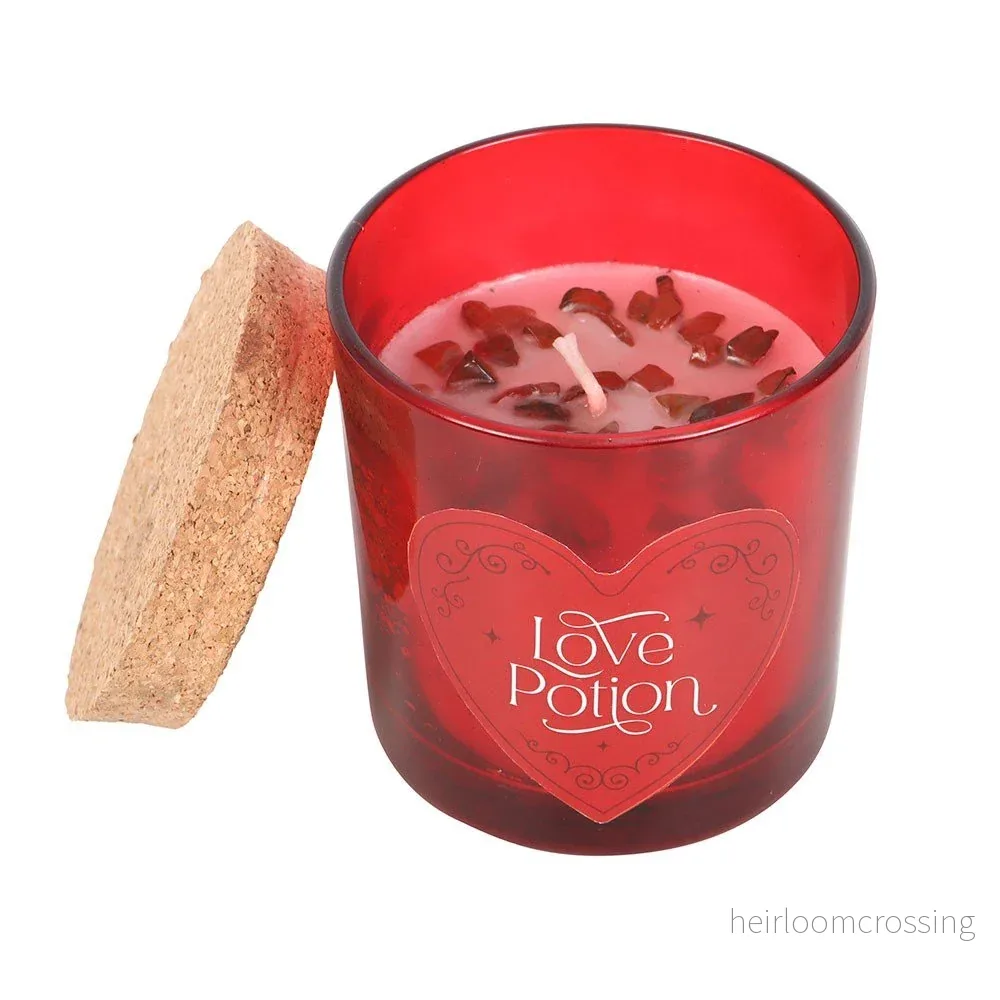 Love Potion-ljus - Hallondoftande med Jaspiskristaller - Bild 3