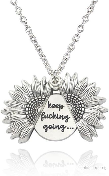 Halsband - Solros med budskapet "Keep f-ing going.." - Bild 2