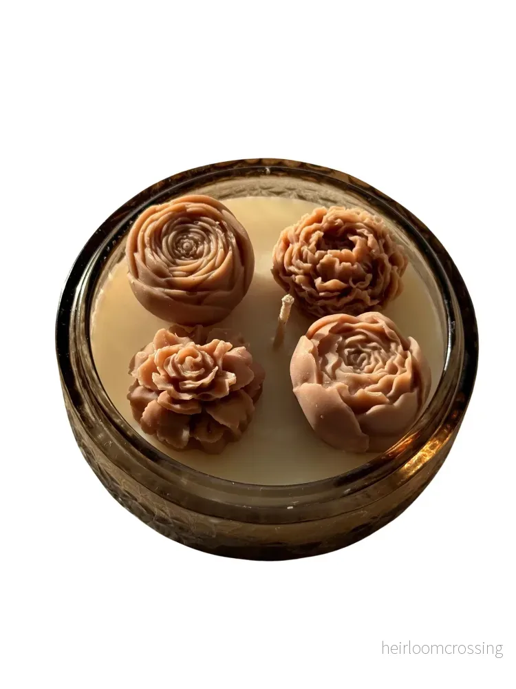 The Secret Garden” Botanical Peony & Rose Amber Bowl Candle