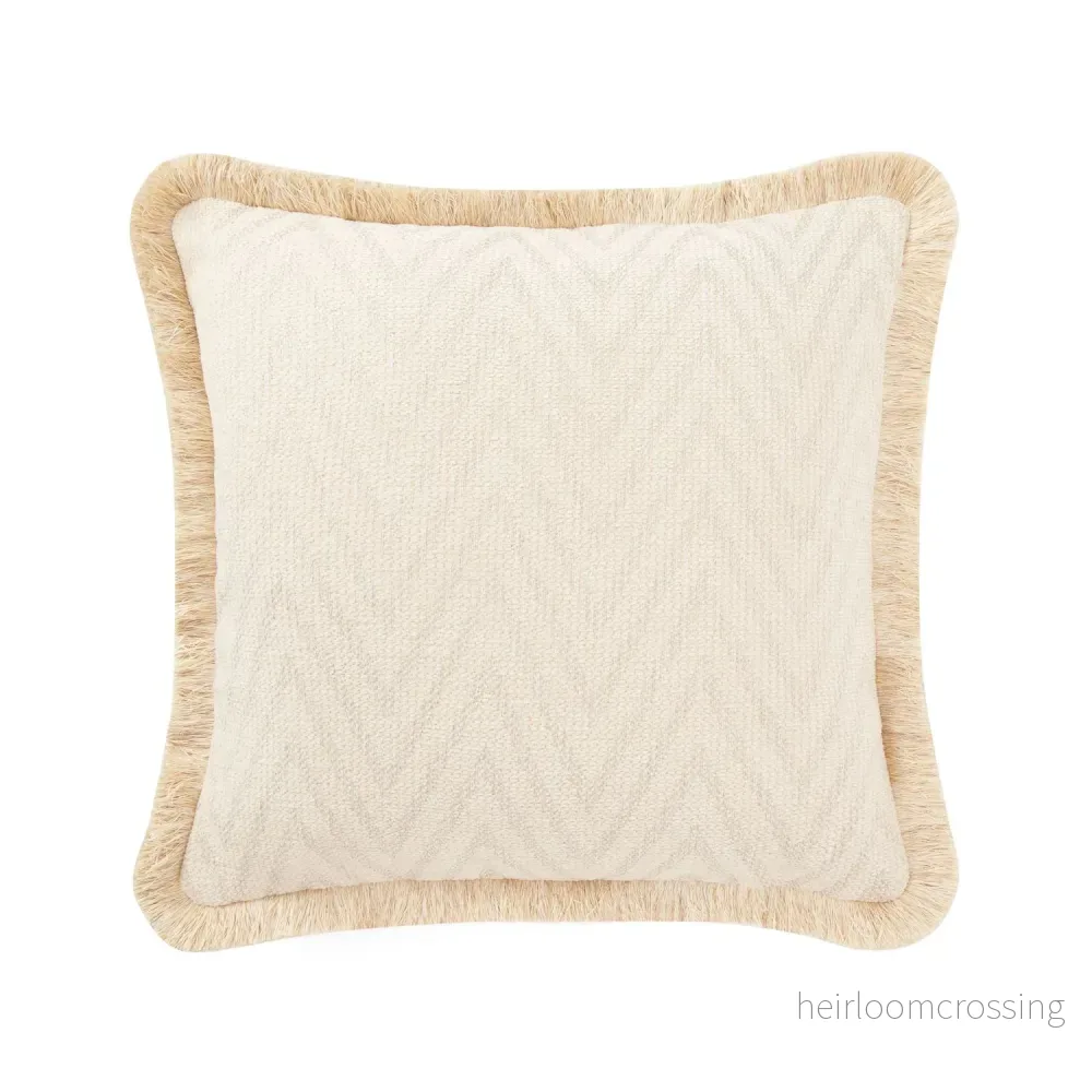 Pillow cover - The Herringbone Elegance (Large Pattern) Pillow Cover - Cream White & Light Grey Mix