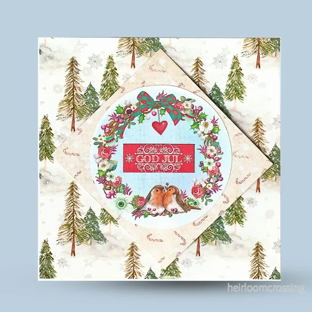 Julkort 15×15: ”God jul”, Rödhakar Julkort 15×15: ”God jul”, Rödhakar
