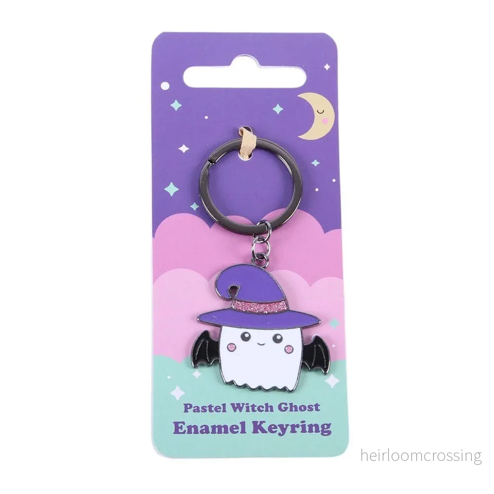 Candy Cauldron Ghost with Witch Hat Glitter Enamel Keyring - Bild 2