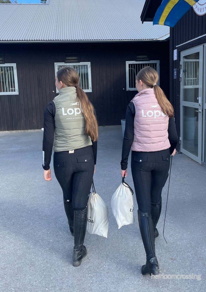 TEAM VEST – Ridväst i Dun för juniorryttare puderrosa & gröngrå