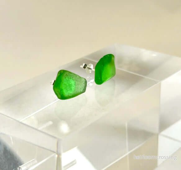 Silverörhängen med strandglas Pebbles-2 - Bild 2
