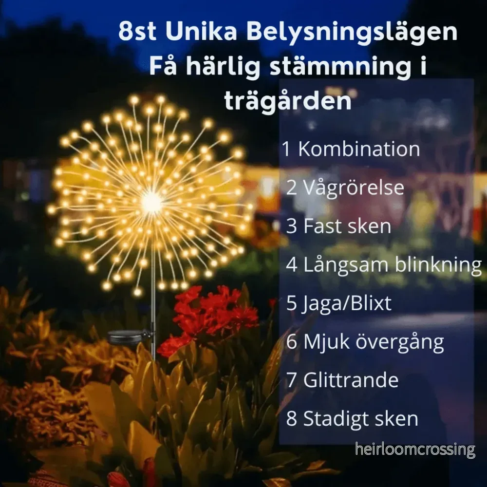 Dekorativ solcellelampe til hagen