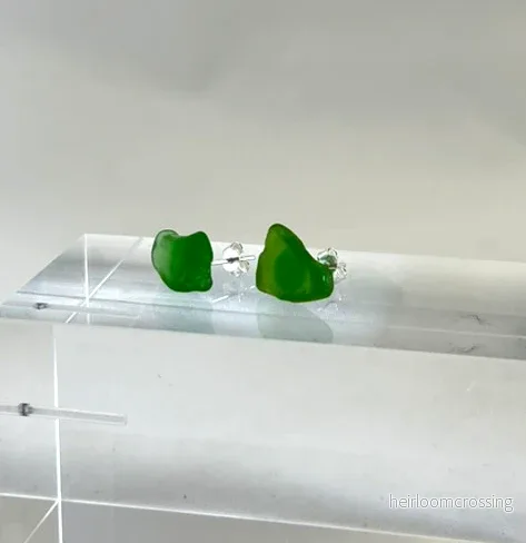 Silverörhängen med strandglas Pebbles-6 - Bild 3