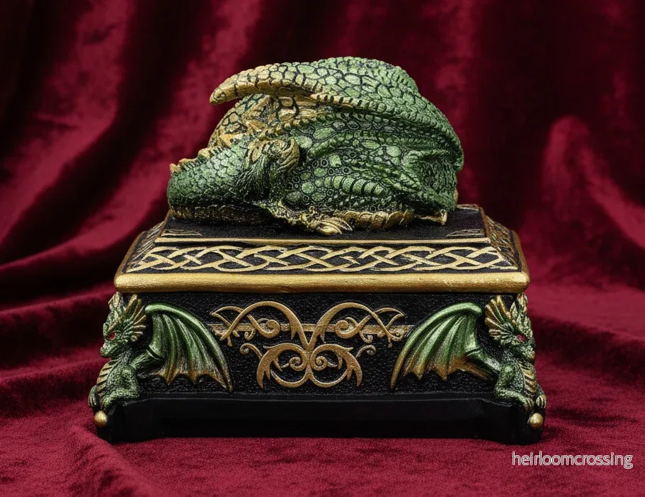 Emerald Hoard Dragon Box - Handmålad skattkista - Bild 3