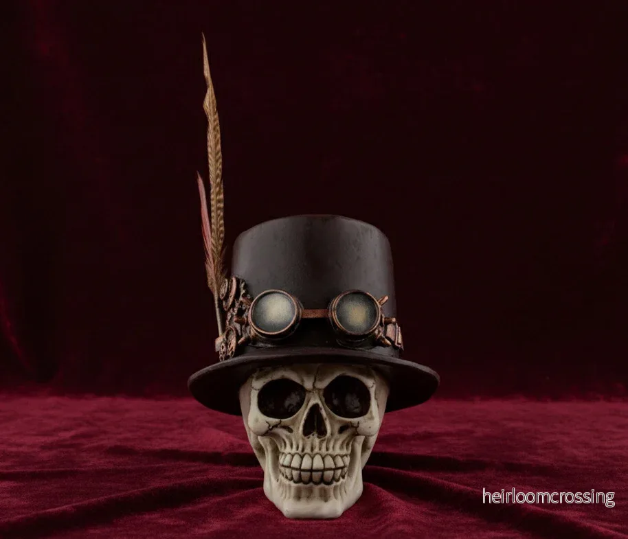 Steampunk Skull Ornament With Tophat And Feather - Bild 2