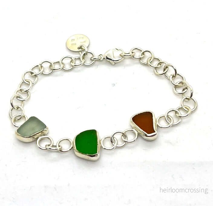 Silverarmband med strandglas i tre färger - Bild 2