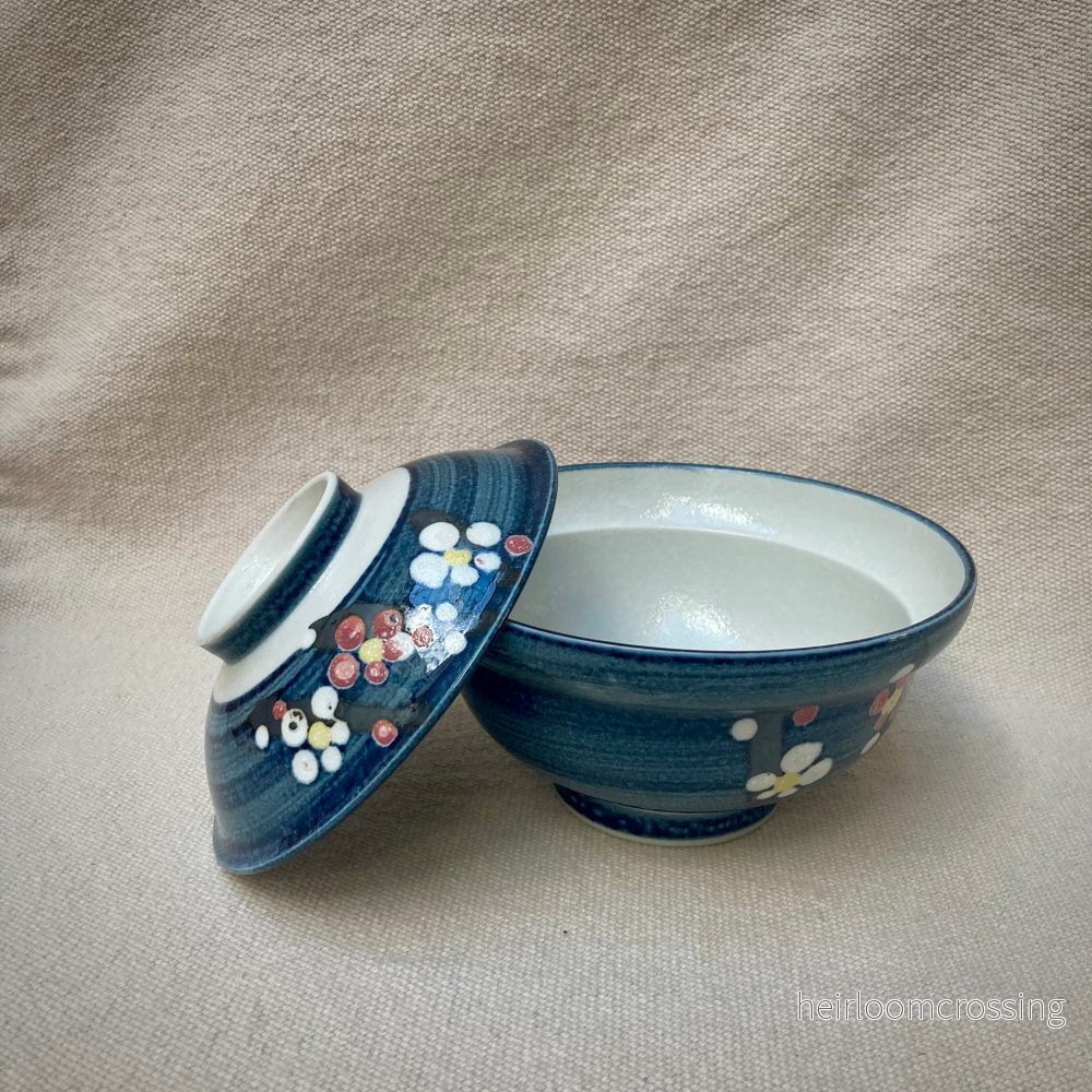 Donburi-skål med lock blå "Ume" - Bild 2