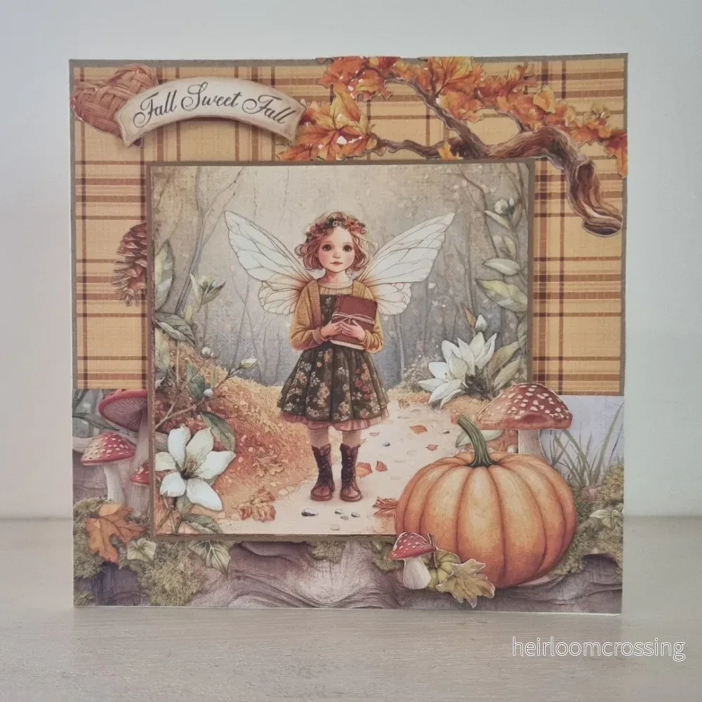 Handgjort Gratulationskort 15×15 cm, Höst ”Fall sweet fall”