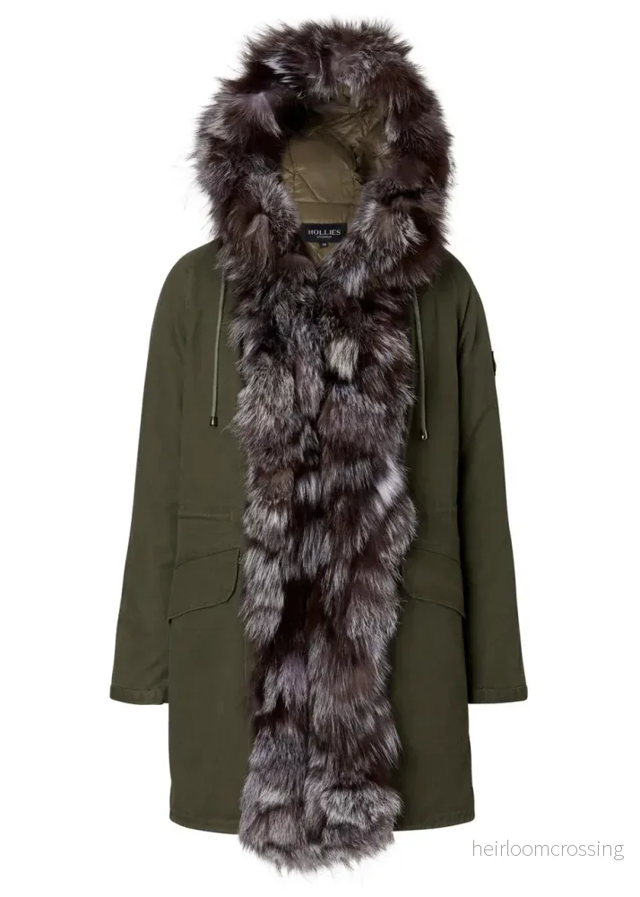 HOLLIES Milano Parkas Olive/Silver fox