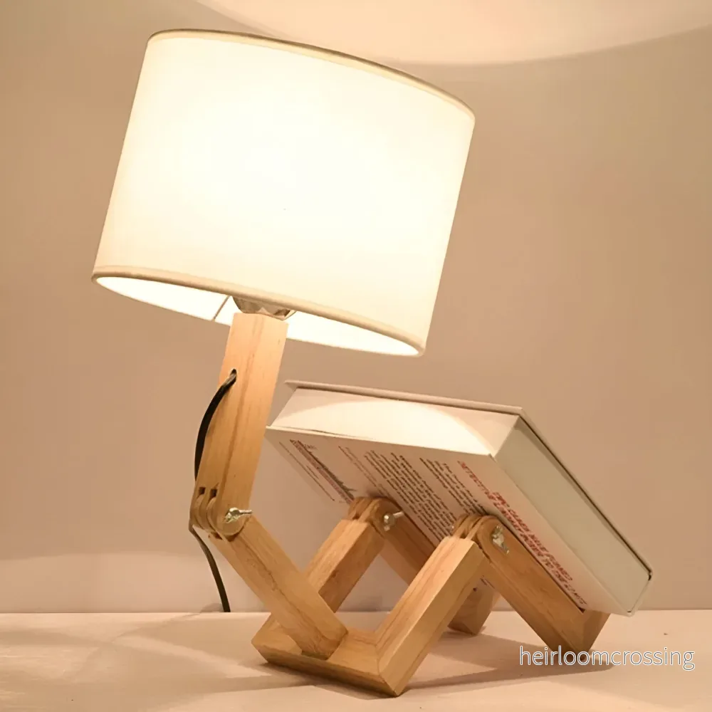 Flexibel robot skrivbordslampa i massivt trä - LumoBot - Bild 2
