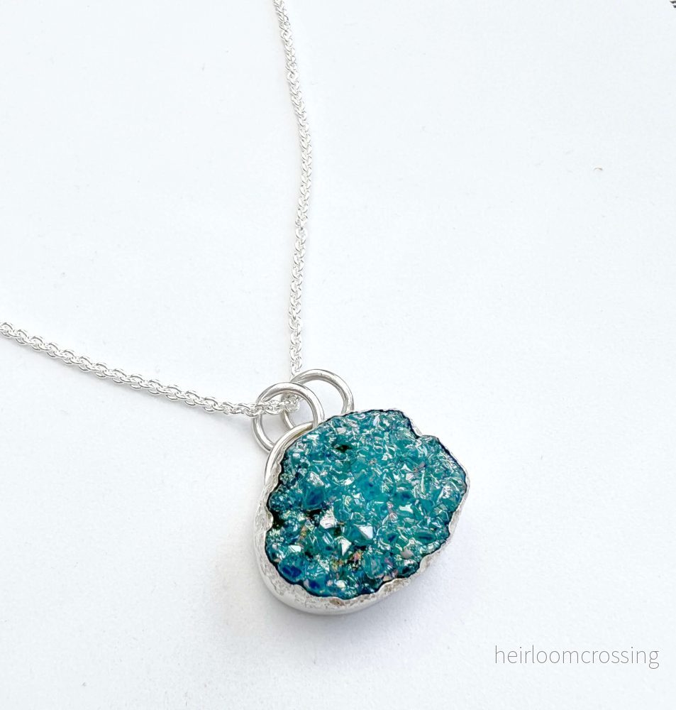 Silverhalsband med Druzy agat 1