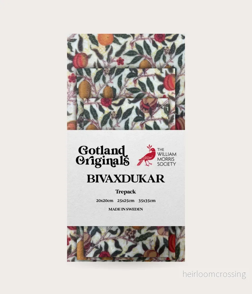 Bivaxduk William Morris Fruit White 3-pack
