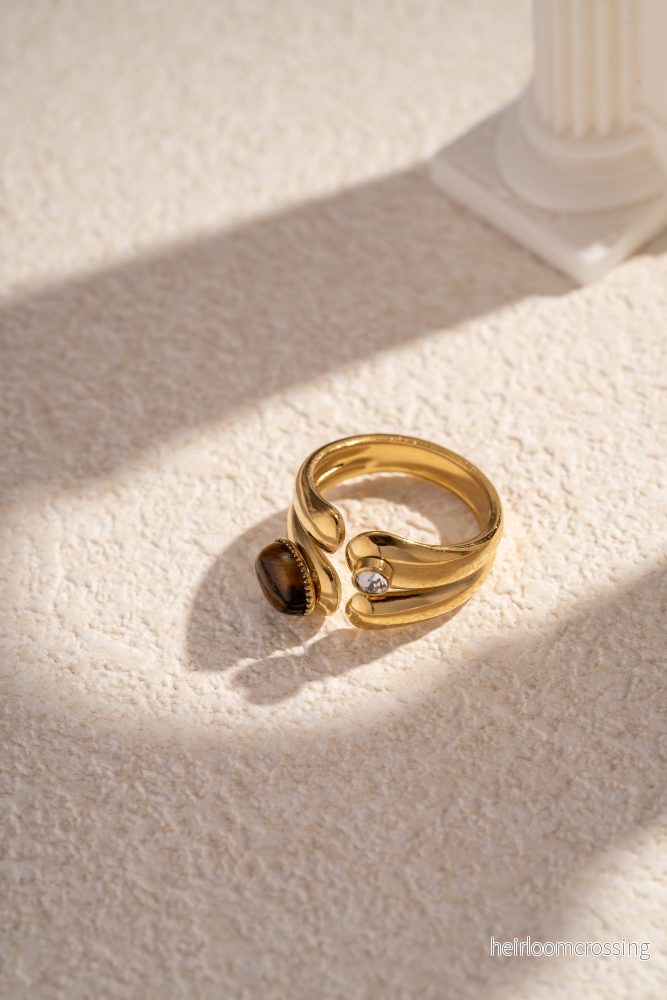 Ring i rostfritt stål med sten och strass - Bild 3