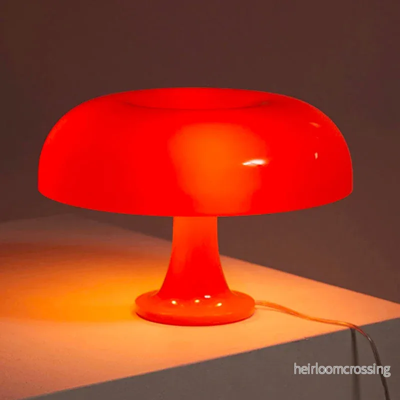 Bordslampa svamp – retro sänglampa i mid-century-stil, orange eller vit