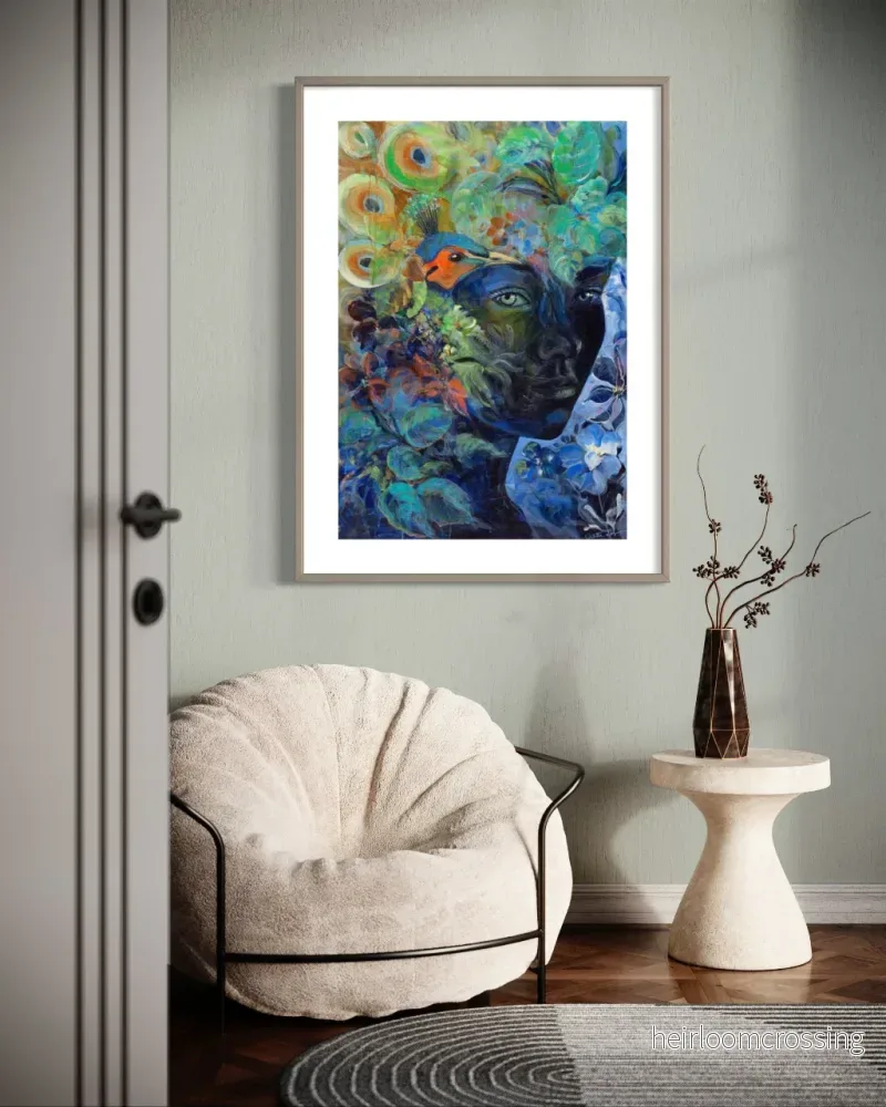 Påfågelkvinnan – Giclée Fine Art Print Påfågelkvinnan – Giclée Fine Art Print