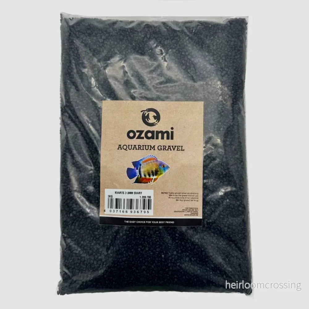 Ozami Akvariegrus Kvarts – Svart 2–3 mm (2 kg)