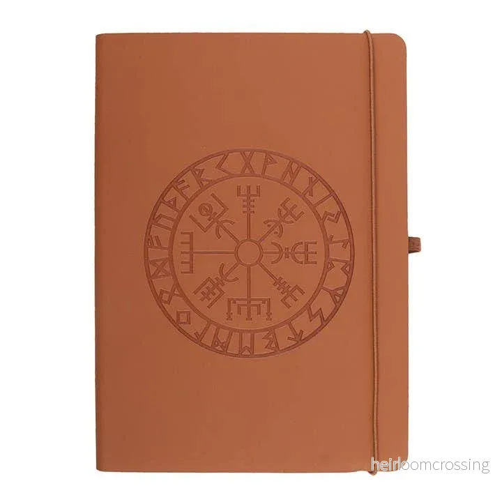 Vegvísir A5-journal i konstläder med penna
