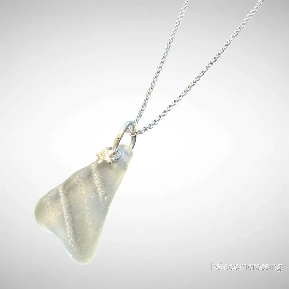 Silverhalsband med strandglas Strand-1