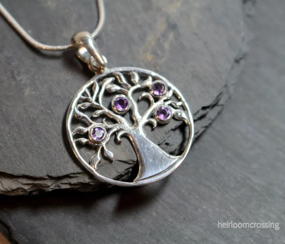 Silverhalsband Tree of Life ametist Silverhalsband Tree of Life ametist