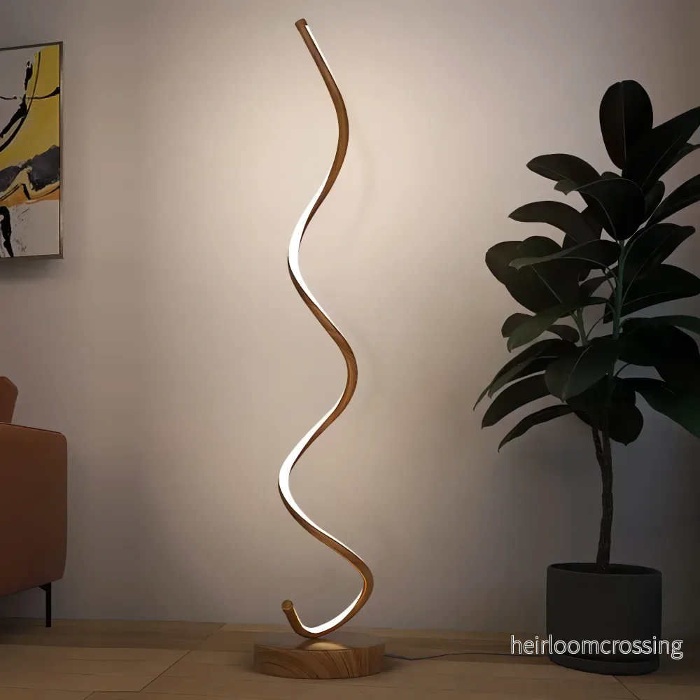 Golvlampa LED Natalie – spiralformad skulptural golvlampa