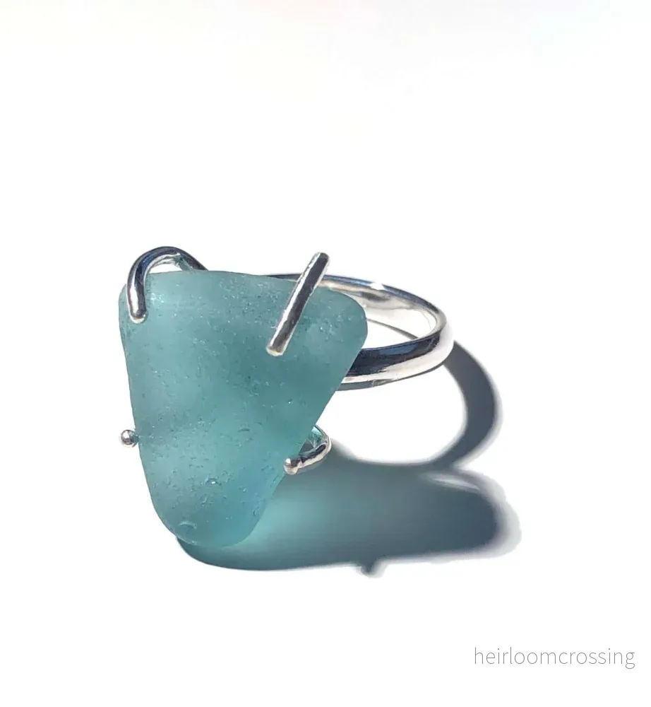 Silverring med strandglas Triangel Silverring med strandglas Triangel