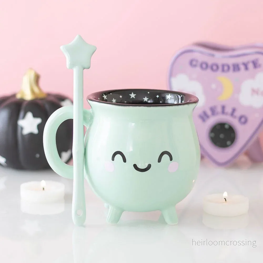 Candy Cauldron Mint Green Cauldron Mug with Wand Stirrer Candy Cauldron Mint Green Cauldron Mug with Wand Stirrer