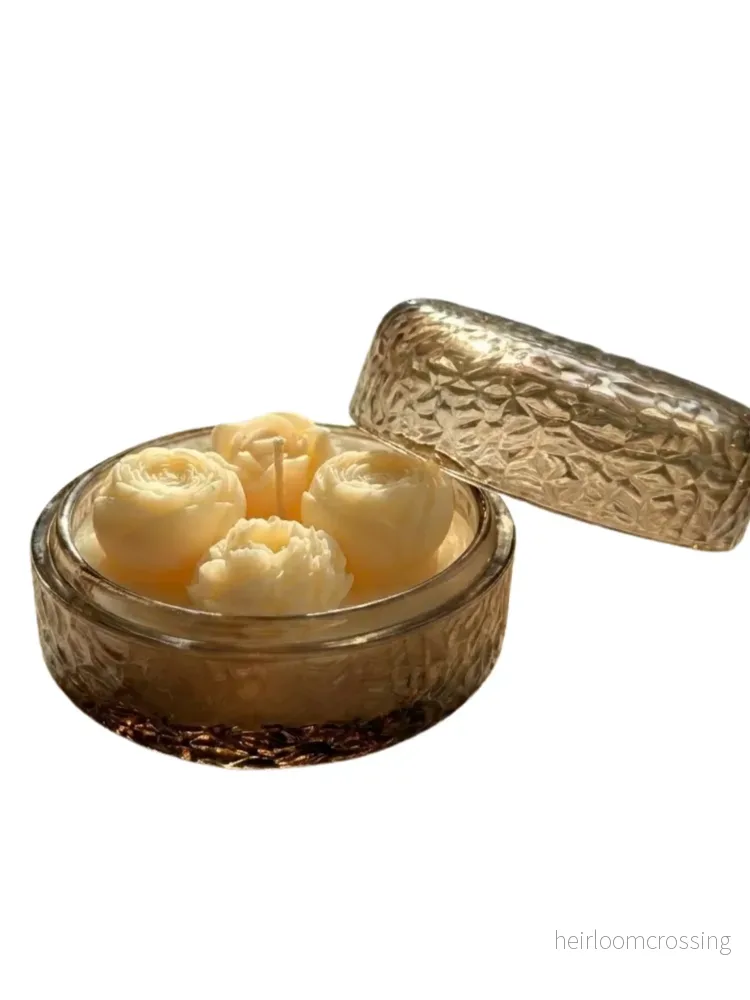 The Vintage Bloom” Four-Blossom Peony & Rose Amber Jar Candle The Vintage Bloom” Four-Blossom Peony & Rose Amber Jar Candle