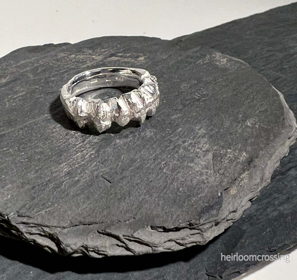 Kraftig silverring Rocks19 - sandgjuten - Bild 2
