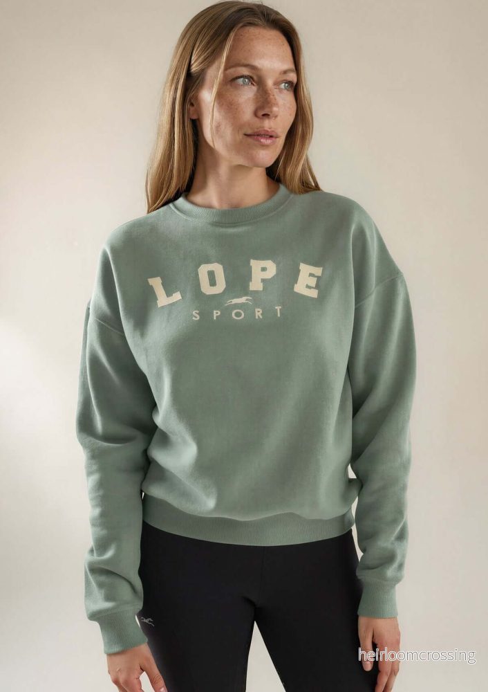 Lope Equestrian Crewneck, Grön oversize collegetröja