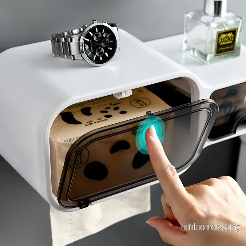 Waterproof Toilet Paper Holder with Feminine Hygiene Storage-Homynord - Bild 2