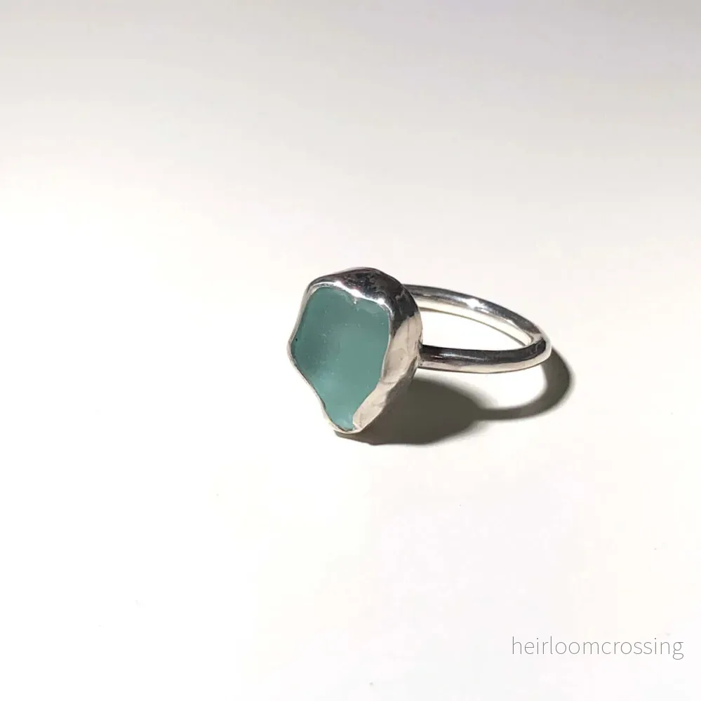 Silverring med strandglas Durk Silverring med strandglas Durk