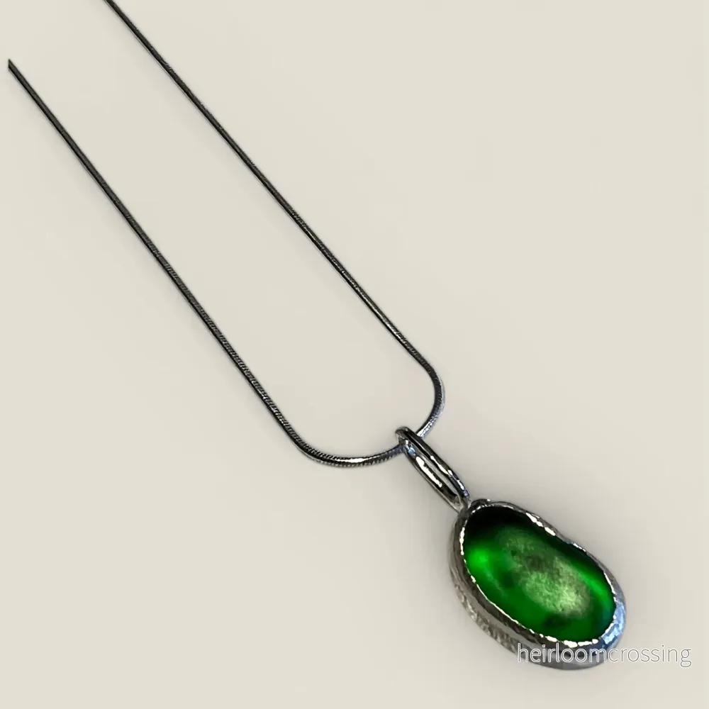 Silverhalsband med strandglas Alg - Bild 2