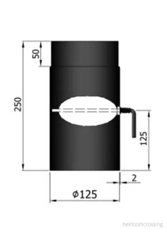 Rökrör Kaminex Rak längd med spjäll 250 mm Rökrör Kaminex Rak längd med spjäll 250 mm