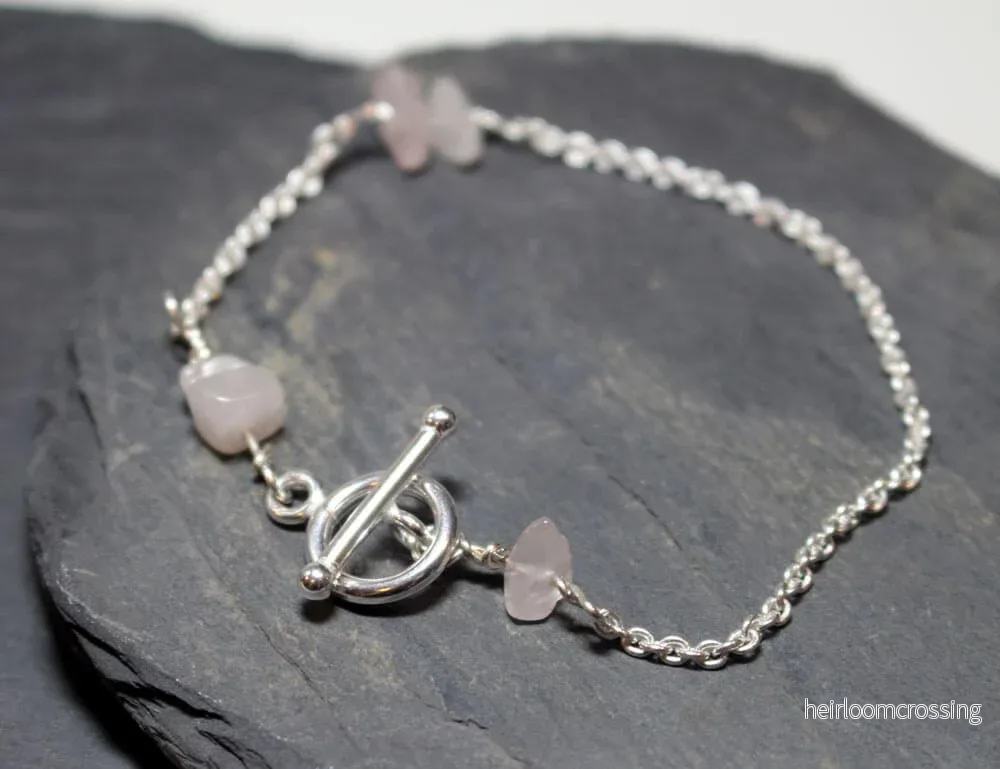 Silverarmband Sabina rosenkvarts Silverarmband Sabina rosenkvarts
