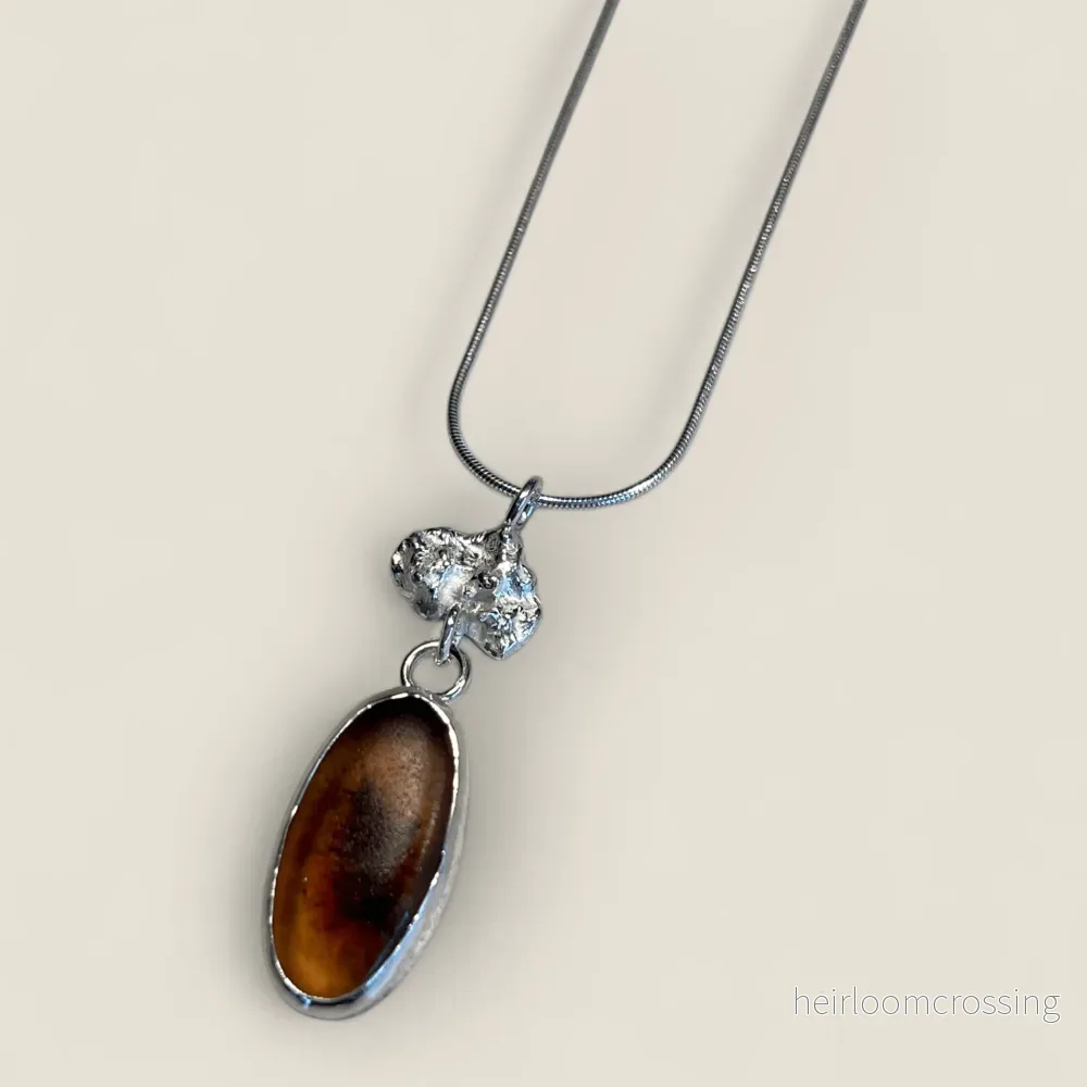 Silverhalsband med strandglas Droppe - Bild 2