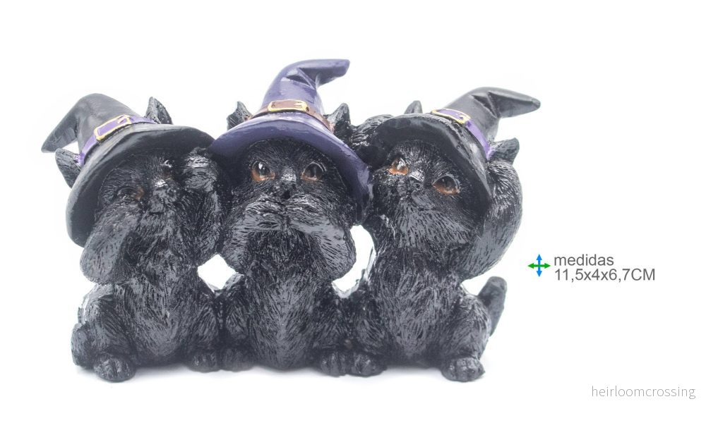 Wicca-katter i resin, 11,5 x 4 x 6,7 cm