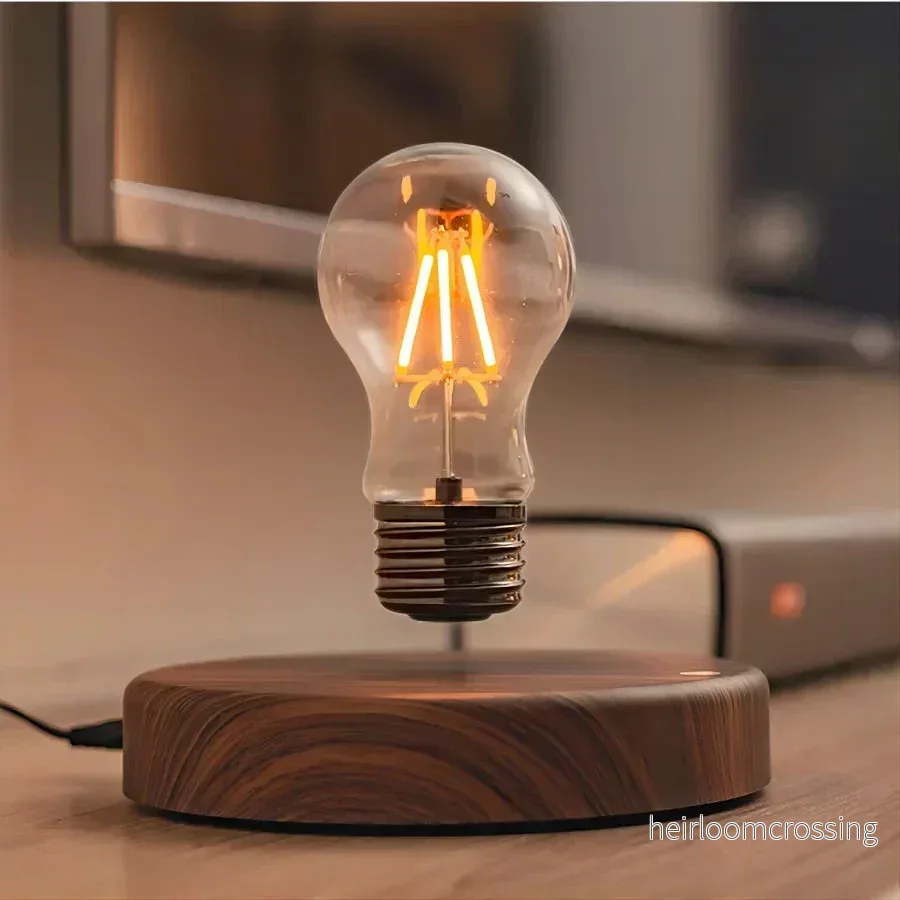 Sväva glödlampa med valnötsträbas – LevitaLux - Bild 2