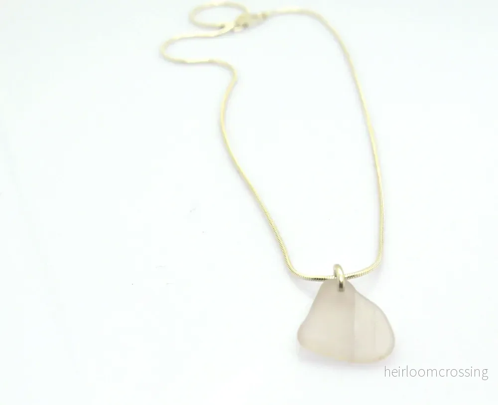 Silverhalsband med strandglas Light Pink - Bild 3
