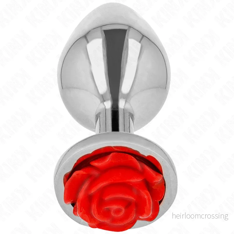 Kink Gold Rose Plug (S) – Red Rose Stainless Steel Anal Toy