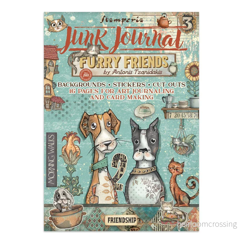 Printed Art Junk journal: stickers, cut-outs, backgrounds for Art and Craft – Furry Friends