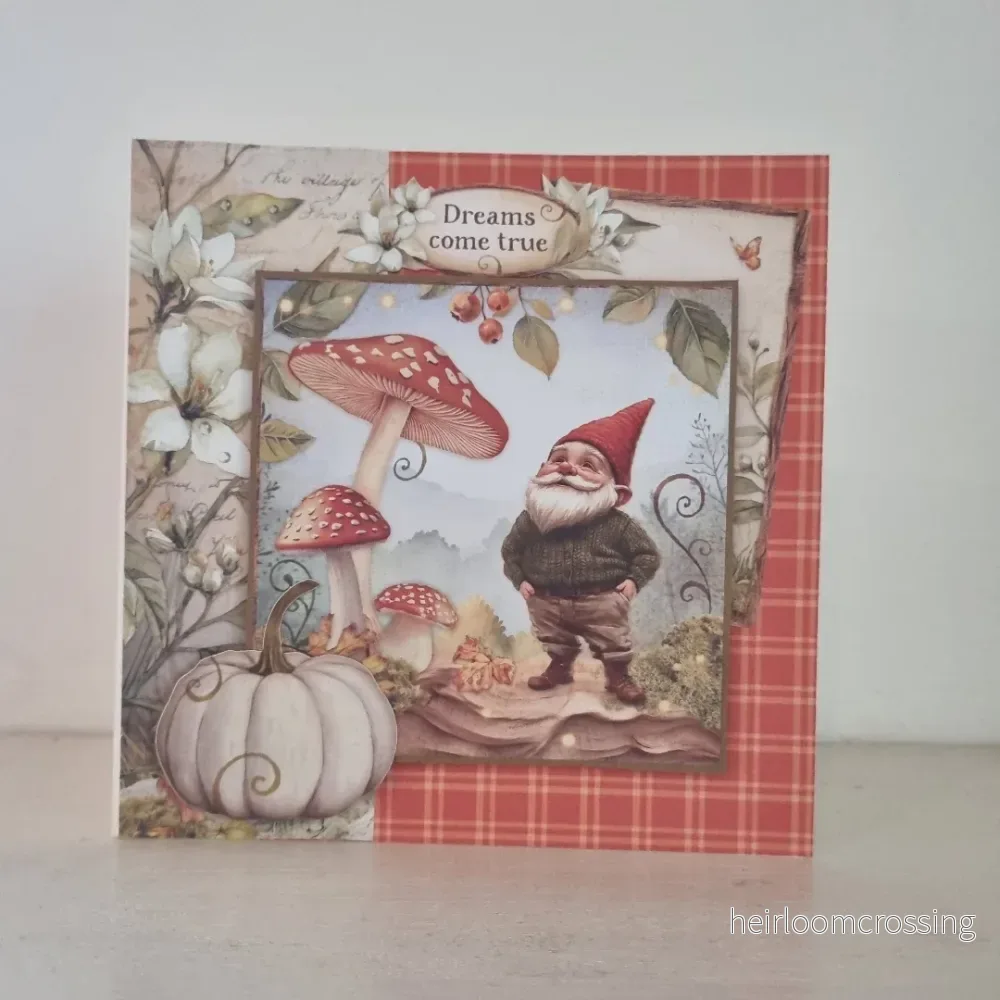Handgjort Gratulationskort 15×15 cm, Höst ”Dreams come true”