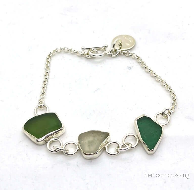 Silverarmband med strandglas Sjögräs - Bild 2