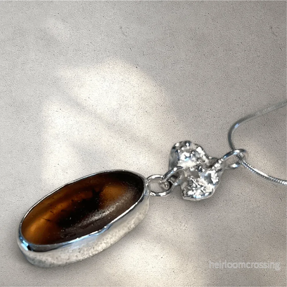 Silverhalsband med strandglas Droppe - Bild 3