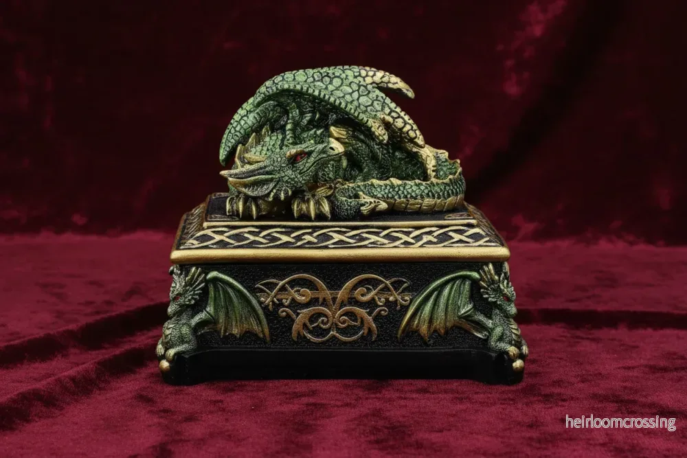 Emerald Hoard Dragon Box - Handmålad skattkista - Bild 2