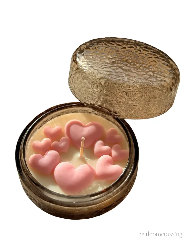 Captured Affection" 3D Pink Heart Amber Candle