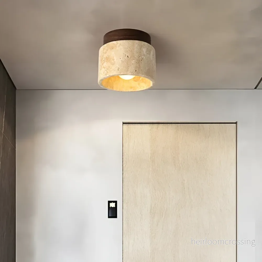 Wabi Sabi taklampa i gul marmor, japansk stil – TranquilStone Wabi Sabi taklampa i gul marmor, japansk stil – TranquilStone
