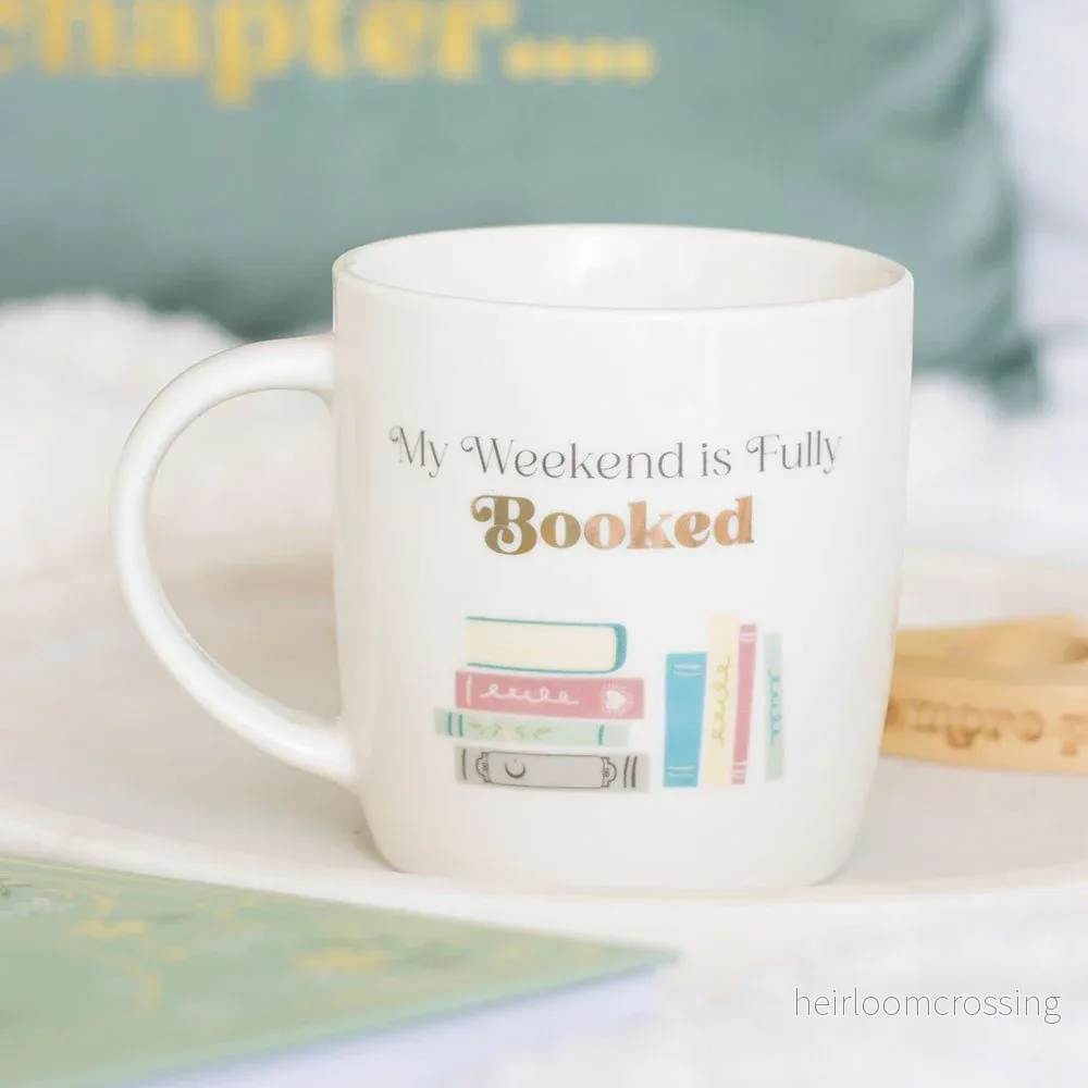 My Weekend Fully Booked – Keramisk mugg för bokälskare, 350ml